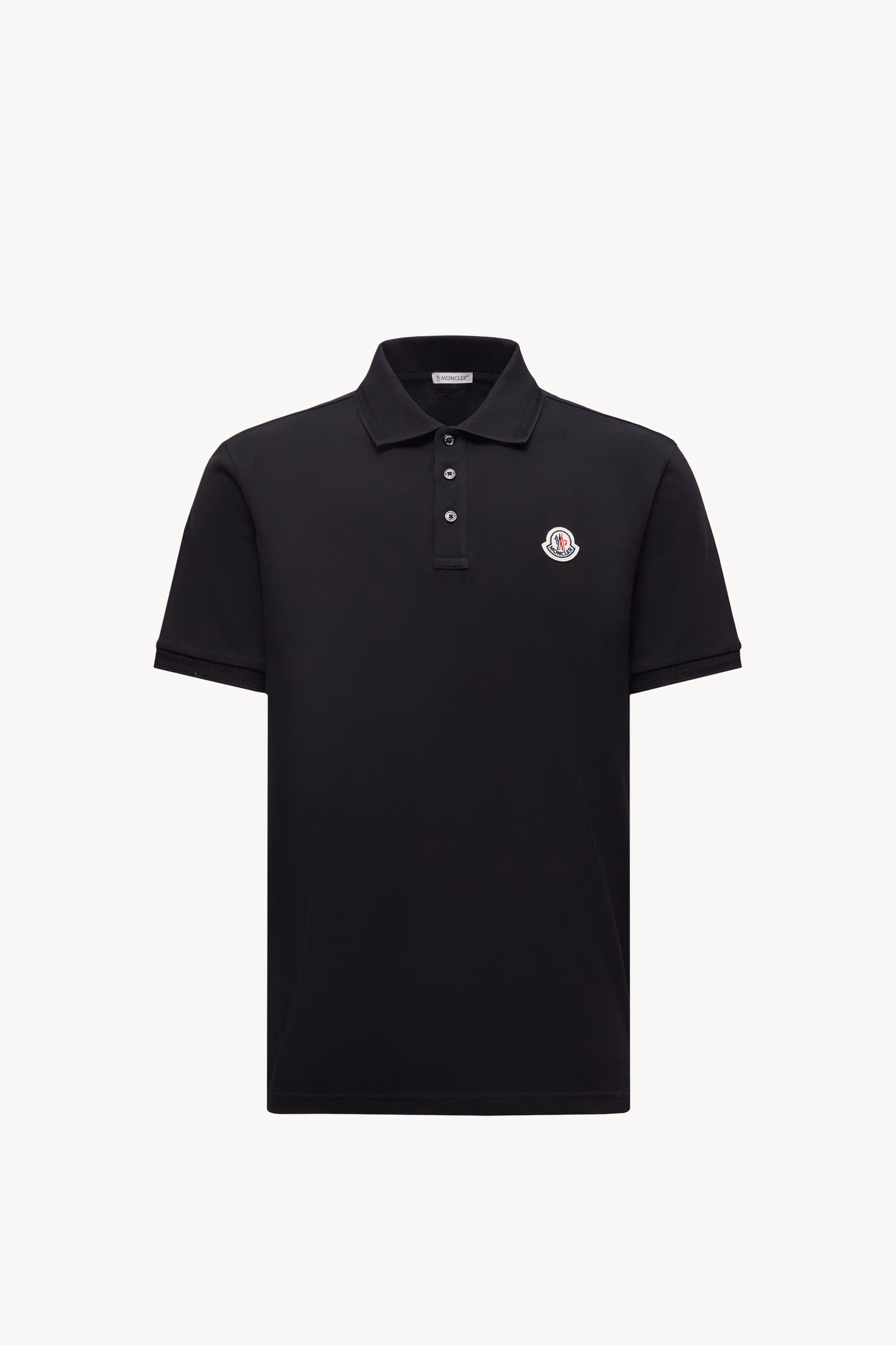 Logo Patch Cotton Piquet Polo Shirt Men Black Moncler 2